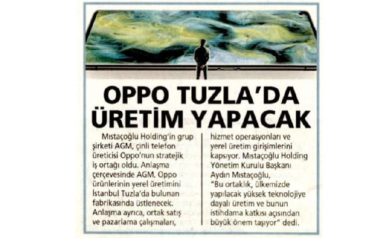 OPPO TUZLA'DA ÜRETİM YAPACAK, OPPO TUZLA'DA ÜRETİM YAPACAK