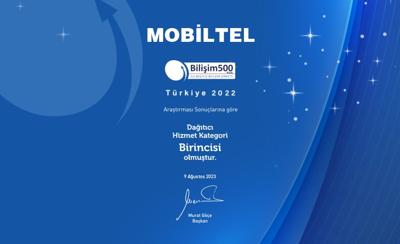 Mobiltel Dağıtıcı Hizmet Kategori Birincisi Olmuştur.