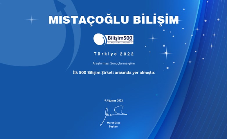 Mıstaçoğlu Bilişim İlk 500 Bilişim Şirketi Arasında, Mıstaçoğlu Bilişim İlk 500 Bilişim Şirketi Arasında