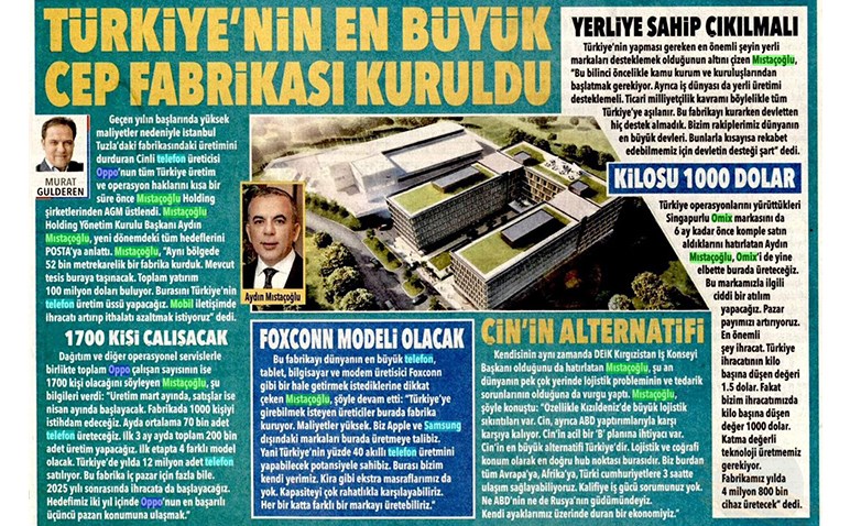 en-TÜRKİYE'NİN EN BÜYÜK CEP FABRİKASI KURULDU, TÜRKİYE'NİN EN BÜYÜK CEP FABRİKASI KURULDU